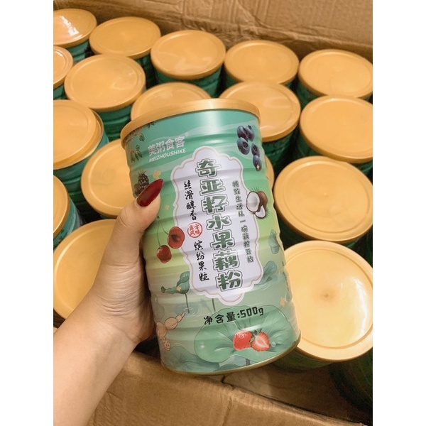 Bột Củ Sen Trái cây Ăn Kiêng, Dưỡng Nhan Meizhoushike hộp 500gr [Màu xanh nhạt M6]