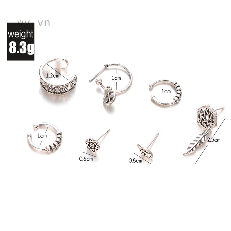 Set 7 khuyên tai phong cách vintage thời trang cho nữ