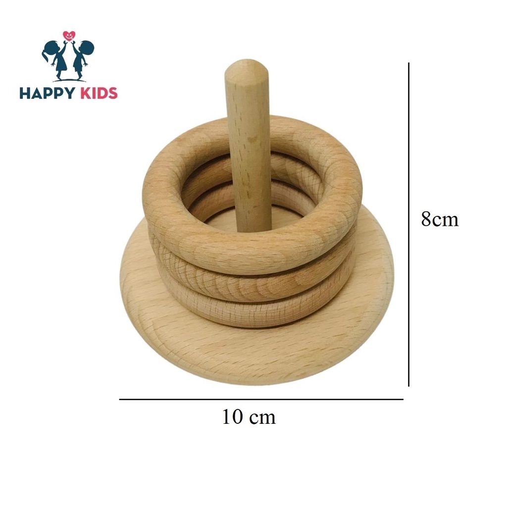 Xâu đứng với vòng tròn lớn - giáo cụ montessori - đồ chơi sơ sinh trẻ em bằng gỗ, phát triển kỹ năng phối hợp tay mắt