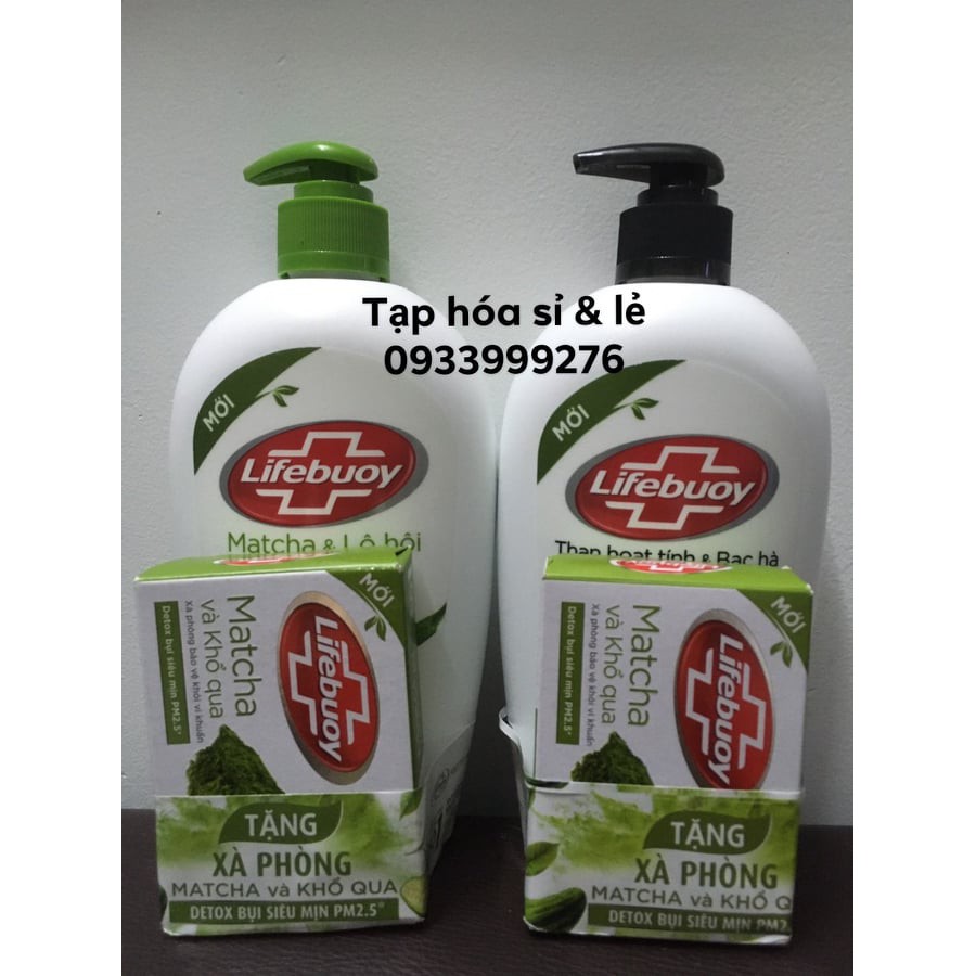 Nước Rửa Tay Lifebuoy Matcha Lô hội hoặc than bạc hà tặng p/s