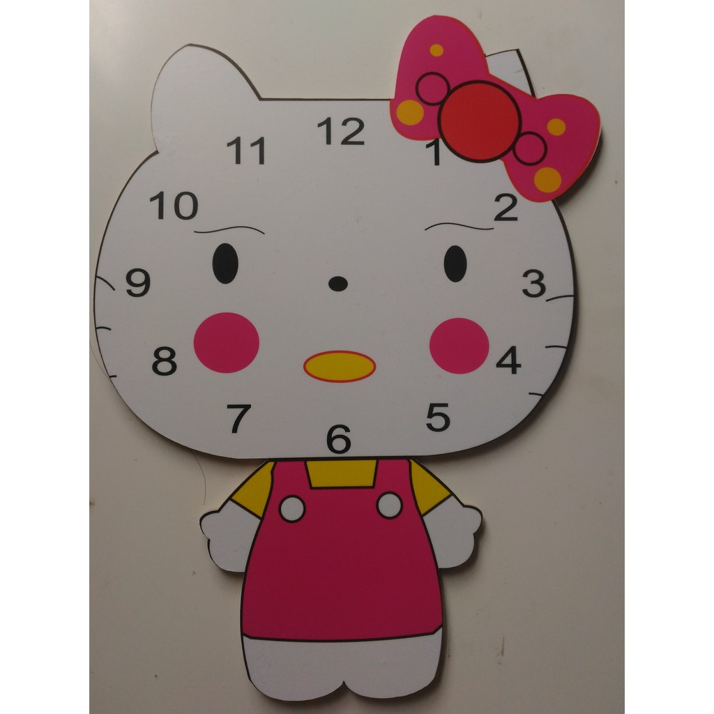 Đồng hồ treo tường Mèo Kitty hồng