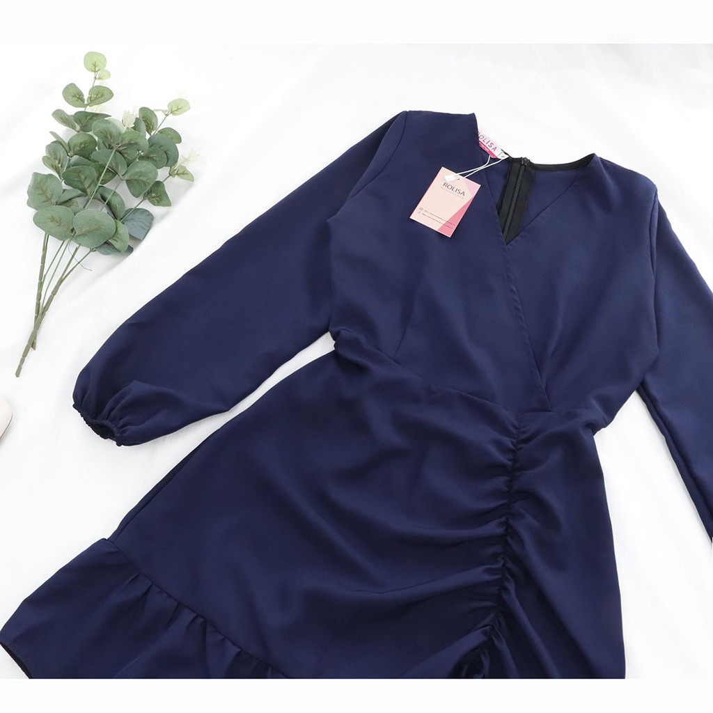 [Mã FAGREEN245 giảm 10% tối đa 30K đơn 99K] Đầm dài tay cổ chữ V nhún đuôi cá RD065 | BigBuy360 - bigbuy360.vn