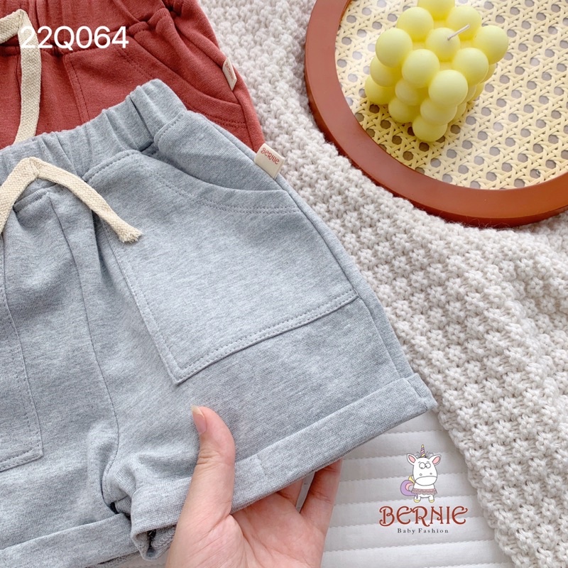 Quần bé trai Bernie túi sườn chất cotton 3 màu cho bé từ 8-22kg-22Q064