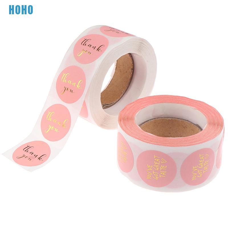 Bộ 500 NhãnDán In Chữ Thank You Màu Hồng Đáng Yêu