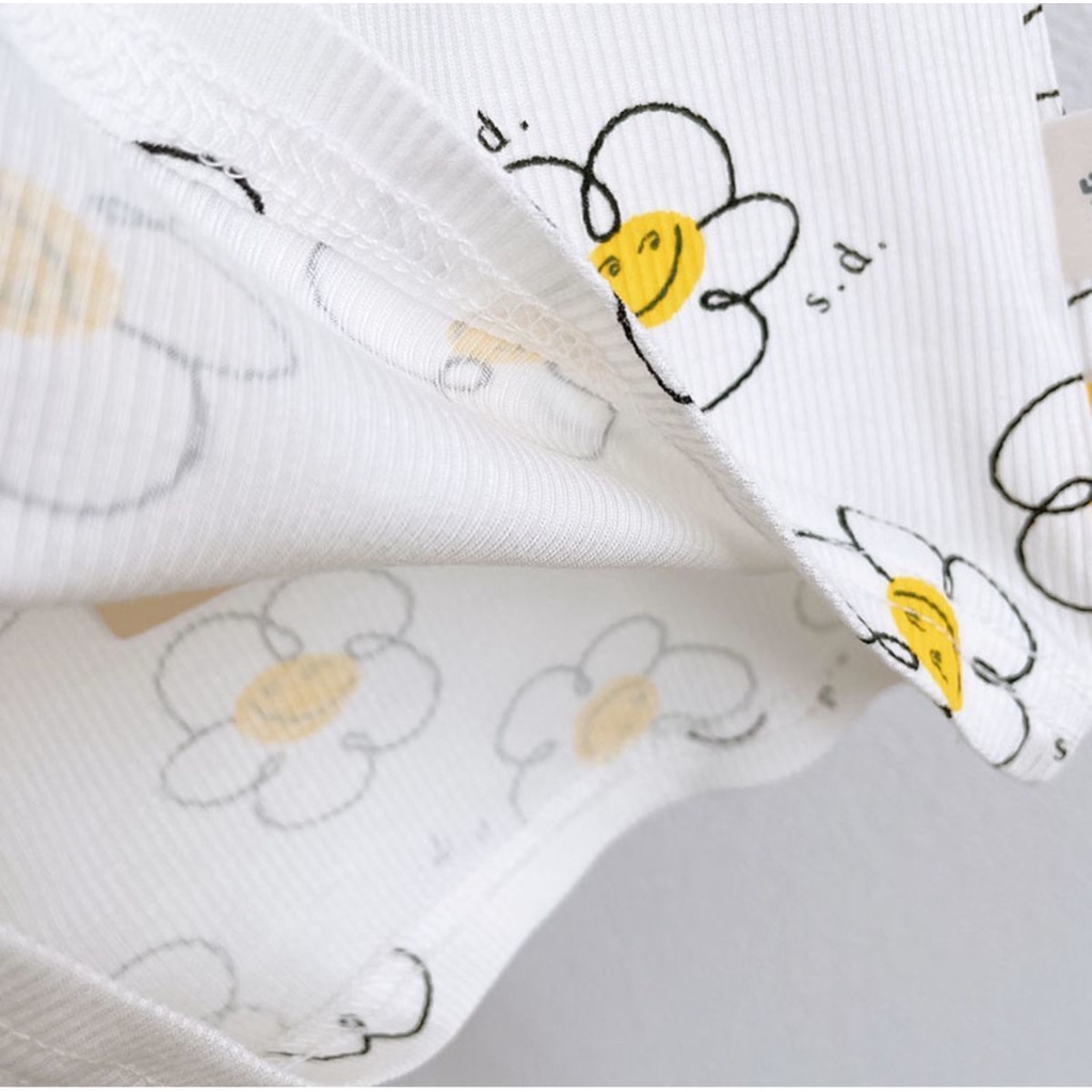 Bộ Đồ Ngủ In Hoa Phong Cách Hàn Quốc Dành Cho Bé Gái 0-8 Tuổi