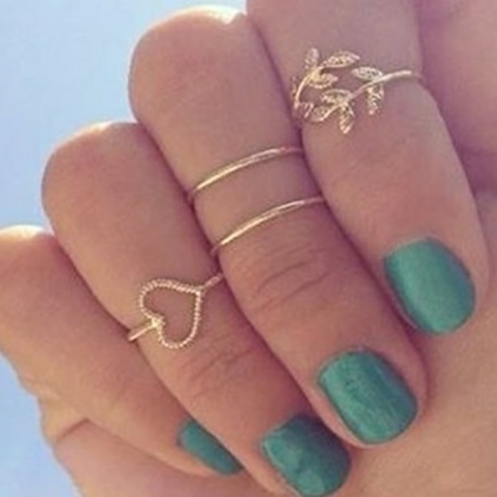 Set 4 Nhẫn Đeo Tay Kim Loại Vintage Cho Nữ