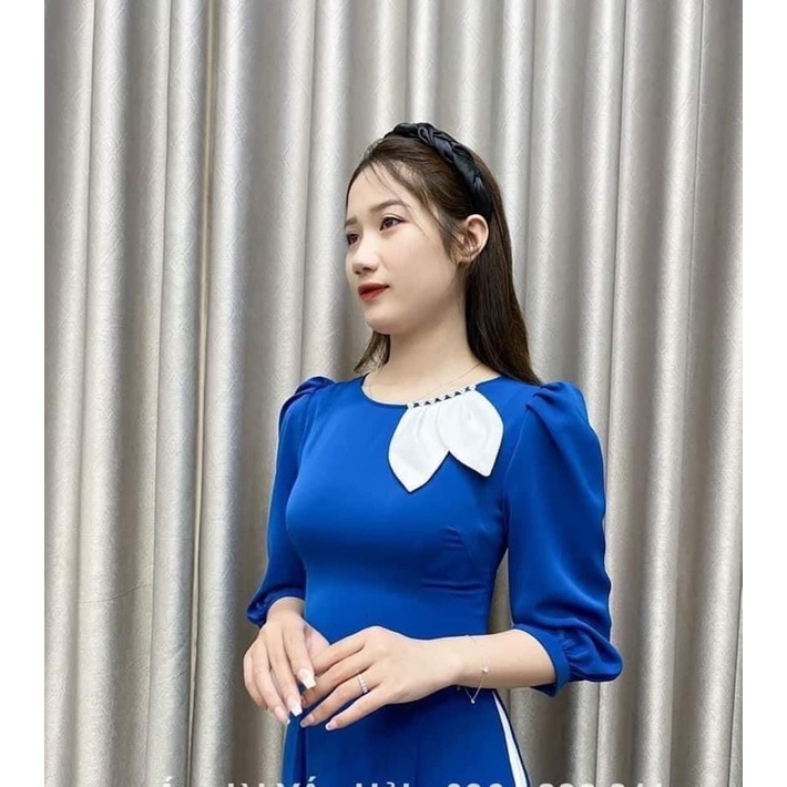 Áo dài thiết kế lá nơ cổ ÁO DÀI MINH ANH M54