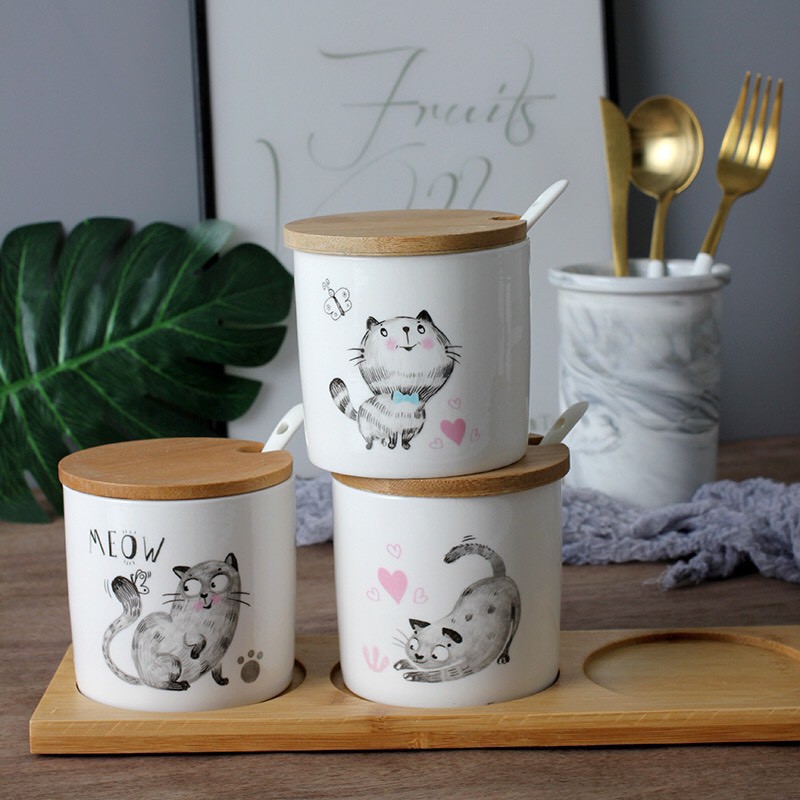 Lọ đựng gia vị gốm sứ cao cấp/gốm sứ an toàn/dễ rửa sạch/không mùi/độ bền cao/kiểu dáng sang trọng/hũ đựng gia vị | BigBuy360 - bigbuy360.vn