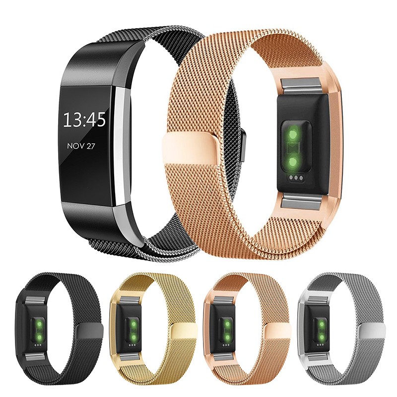 Dây đeo kim loại Milanese Loop cho Fitbit Charge 2 Fitbit Charge 3 Thép không gỉ Vòng đeo tay thay thế dây đeo