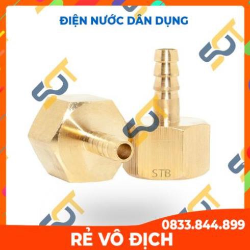 Ren trong 1/2 (21) đuôi chuột nối ống mềm - Đồng thau (Brass airline fitting female hose connector, béc búp RT)