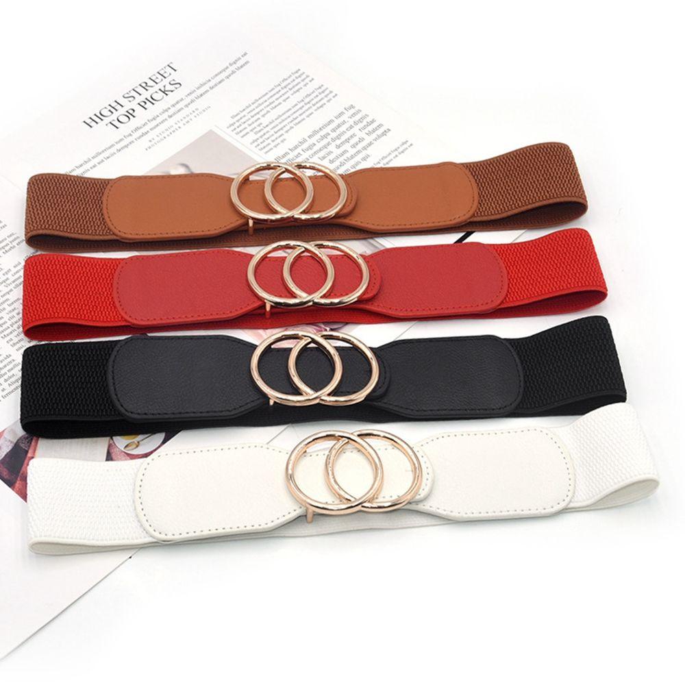 Thắt Lưng Bản Rộng Khóa Tròn Bằng Kim Loại Điều Chỉnh Được Phong Cách Hàn Quốc Cho Nữ