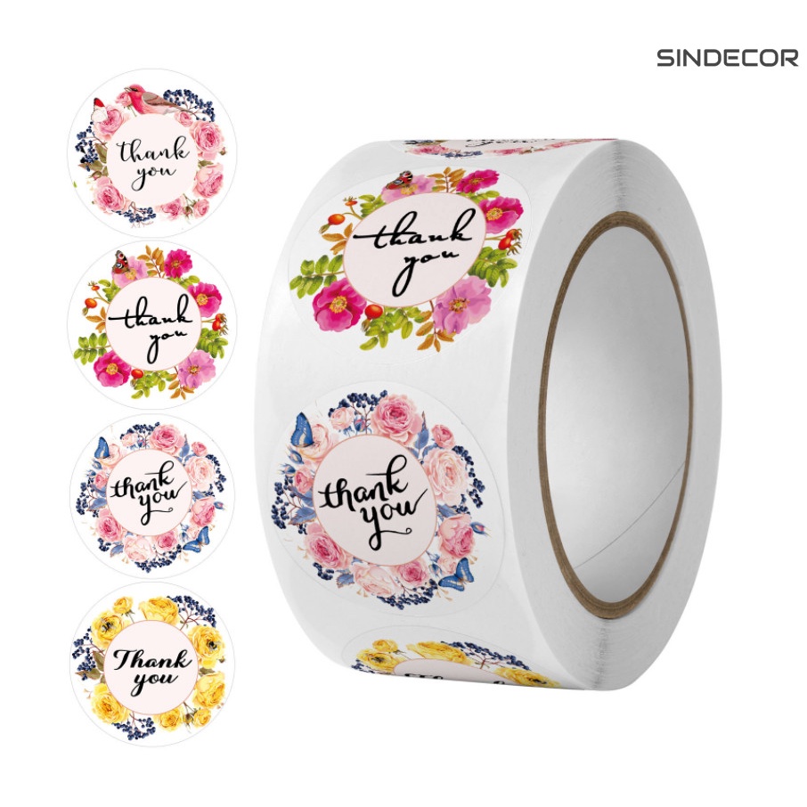 Sticker thank you order cuộn 500 cái đóng hàng hình dễ thương