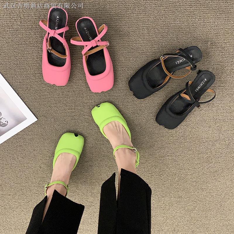 Giày Sandal Cao Gót Mũi Vuông Phong Cách Retro Thời Trang Mùa Xuân Dành Cho Nữ 2022