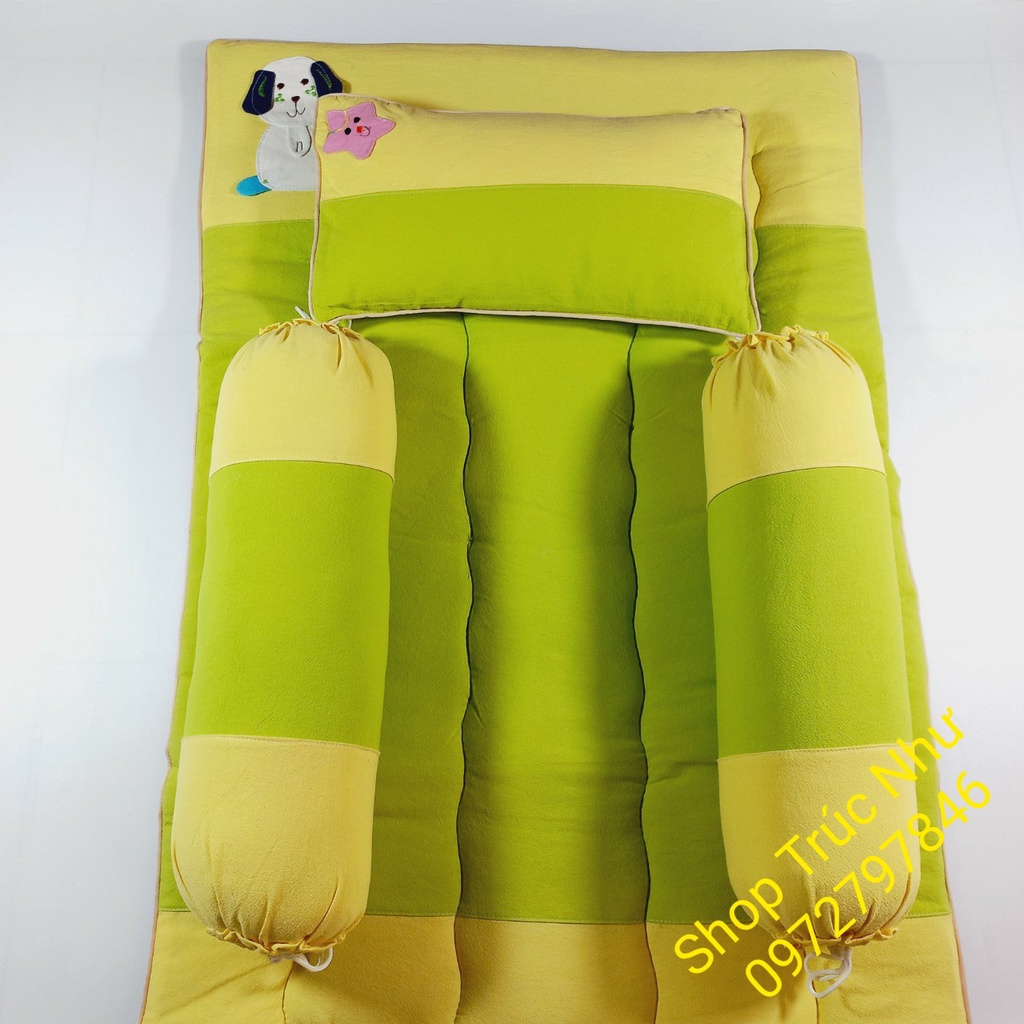 Bộ nệm gối em bé 4 món lót cũi thương hiệu Kimhome 0 đến 2 tuổi.