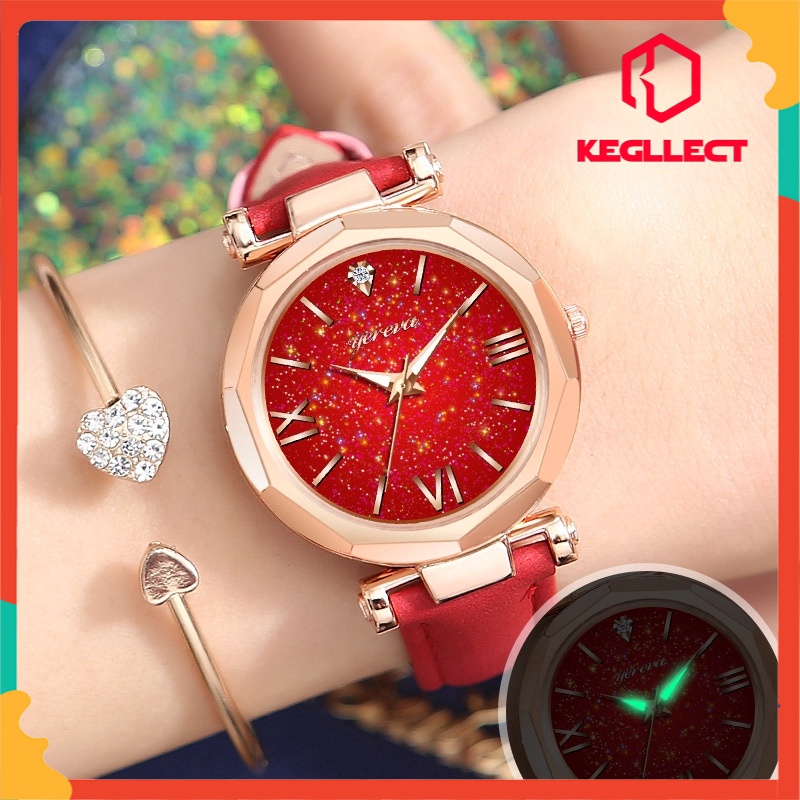Kegllect Đồng Hồ  Phát Quang Với Dây Đeo Da PU