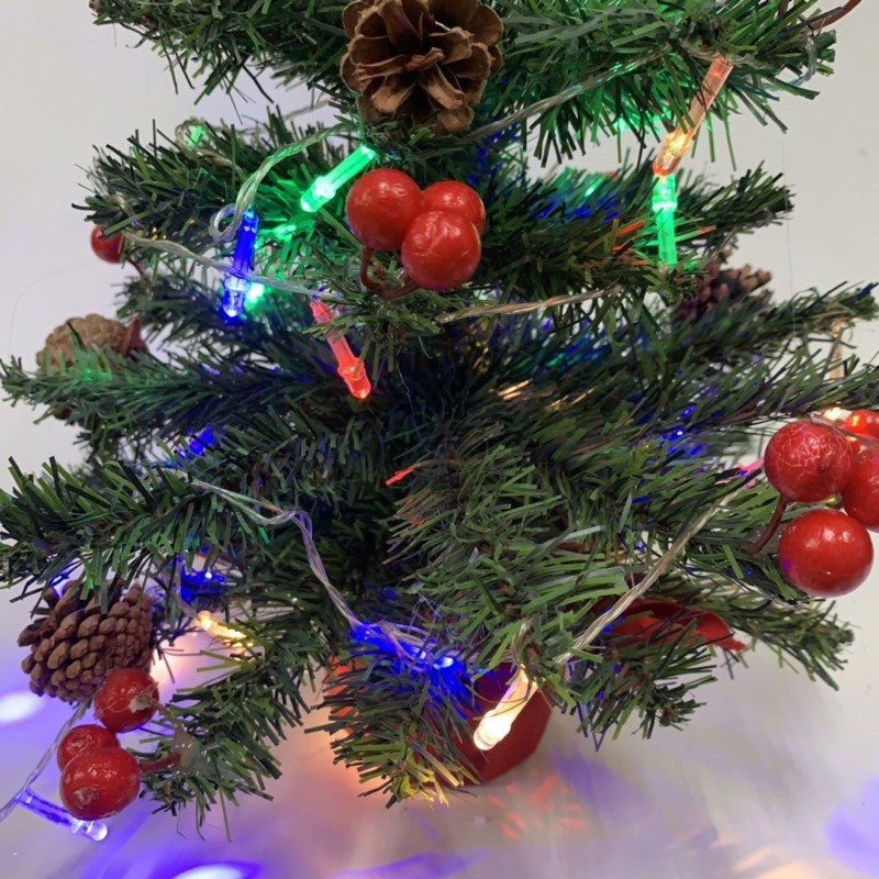 Cây thông Noel xanh trang trí để bàn có đèn led cao 40cm và 60cm