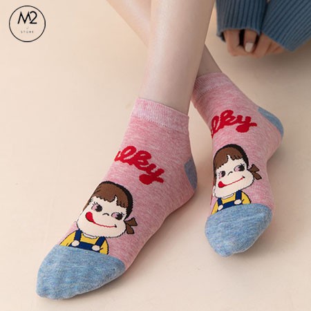 Combo 5 Đôi Tất Vớ Nữ Cổ Ngắn In Hoạt Hình Nhật Bản Dễ Thương TNG37