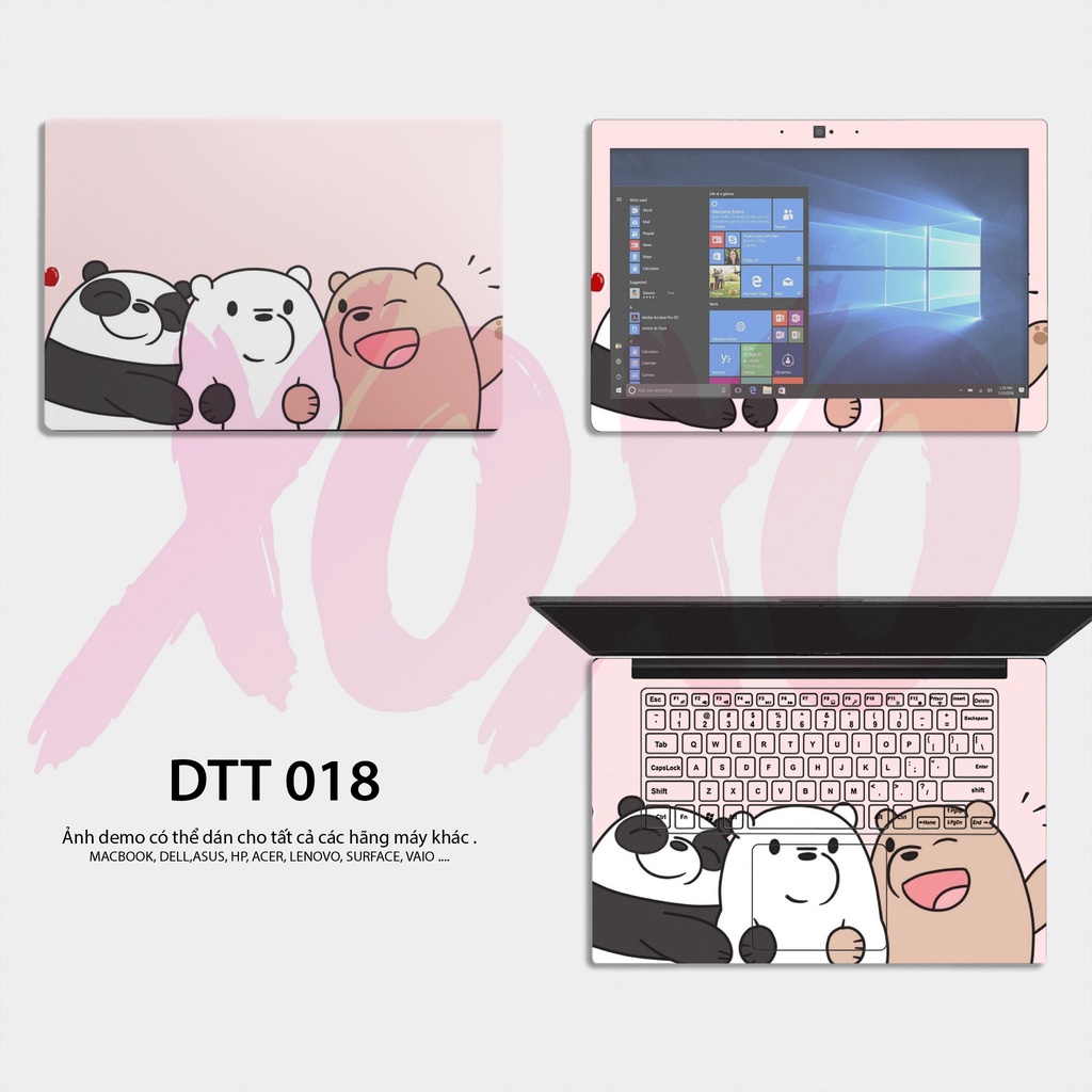 decal dán laptop chống xước mẫu WE BARE BEARS - Decal Dán có cho Dell, Hp, Asus, Lenovo, Acer, MSI, Surface,Vaio, Macboo