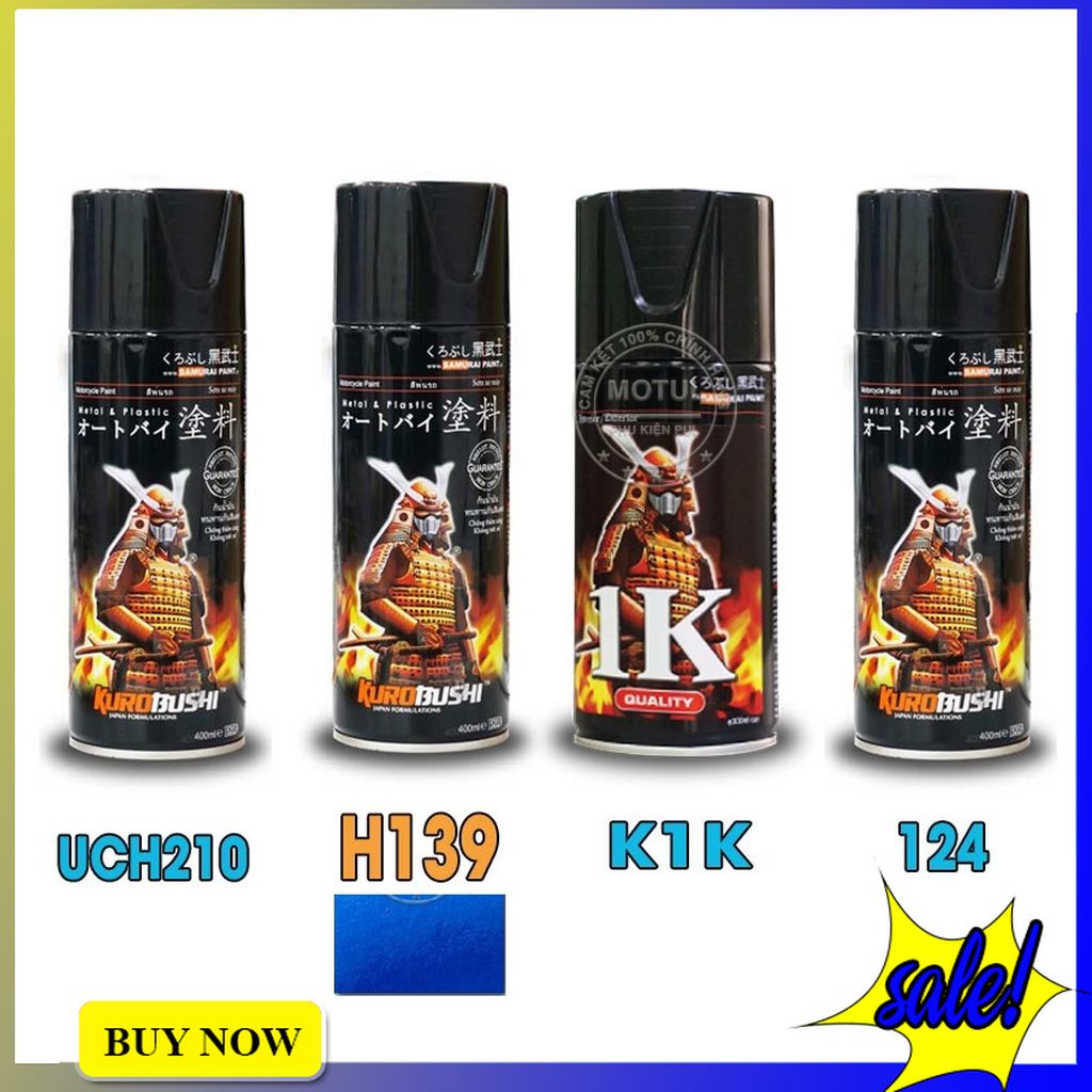 Combo 4 sơn xịt Samurai màu xanh federal (gồm H139 - UCH210 - K1K – 3/124 - Giấy nhám P800) - hàng chính hãng