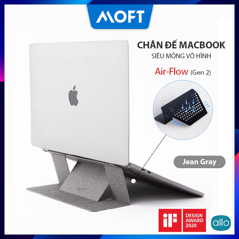 Giá Đỡ MOFT Laptop Stand Air-Flow (Gen 2) Jean Gray, Chân Đế Macbook Siêu Nhẹ Mỏng Vô Hình, Cho Máy Từ 12~16 inch