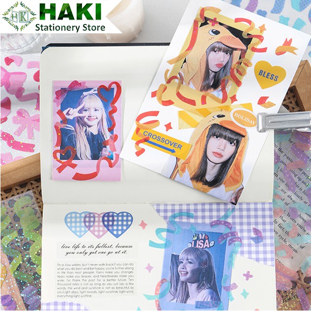 Sticker cute trang trí sổ họa tiết ruy băng HAKI dễ thương, hình dán sticker cute đáng yêu giá rẻ ST11