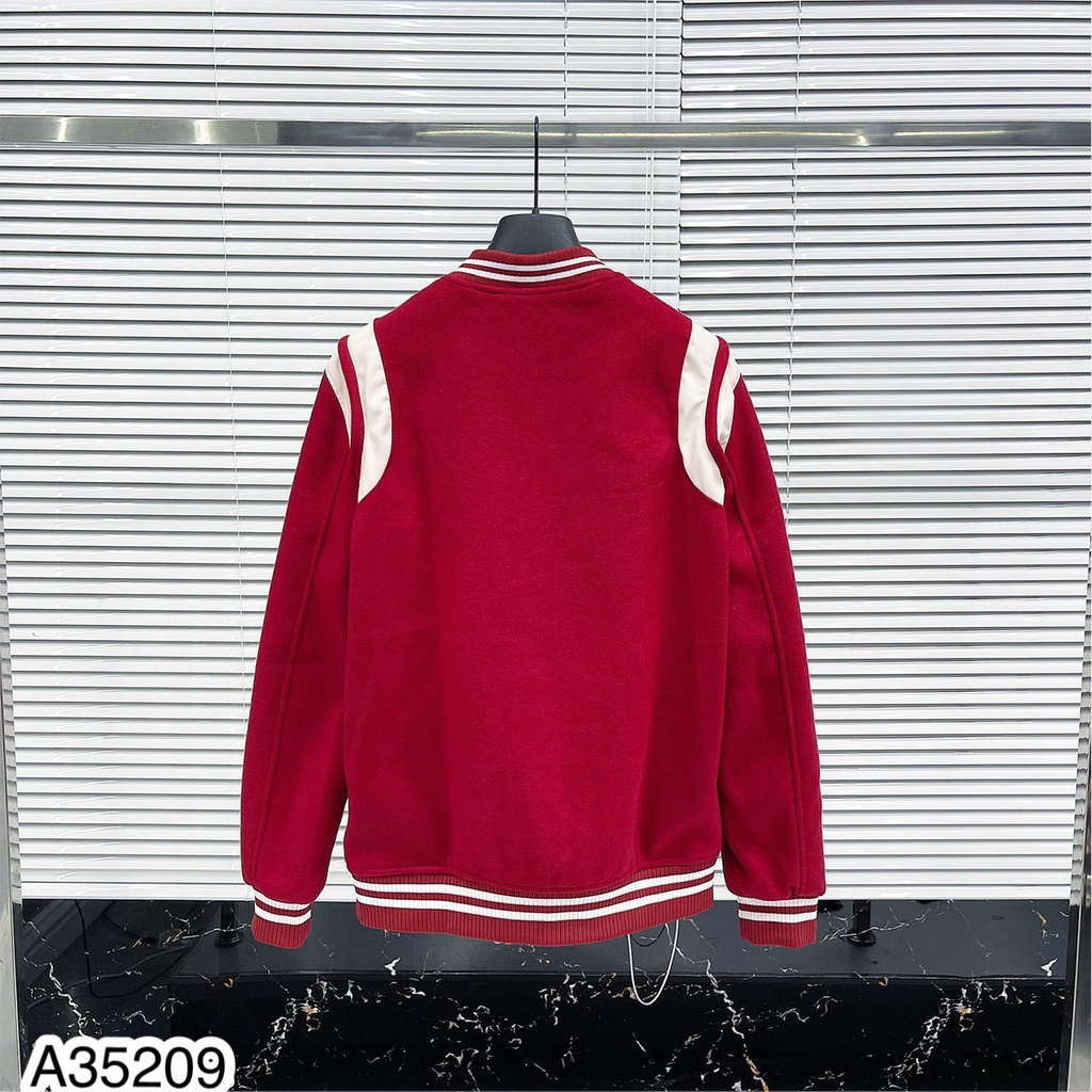 Áo khoác nam Saint Laurent phối viền da đơn giản - Áo bomber đôi nam nữ cực đẹp