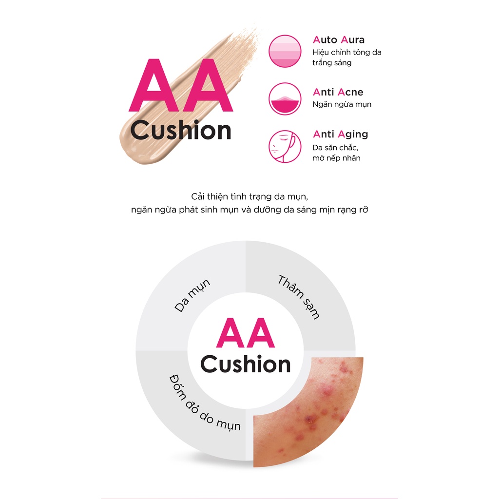 Phấn nước dạng lì Cathy Doll AA Matte Cushion SPF50+++ Acne and Sebum Control 10g che phủ khuyết điểm