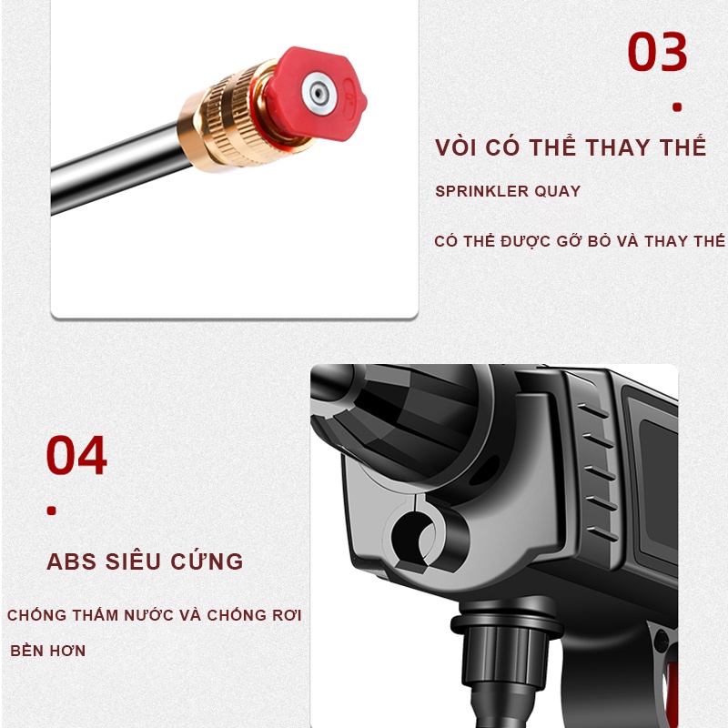 súng rửa xe áp lực cao / Máy xịt rửa tăng áp/Máy Rửa Xe -Tay Rửa Xe Áp Lực Cao Không Dây Dùng Pin Lithium 24V