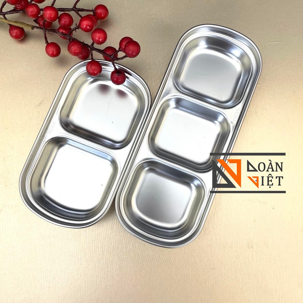 [INOX SUS 304] CHÉN - DĨA - KHAY đựng NƯỚC CHẤM, GIA VỊ- Thiết kế 2 ngăn, 3 ngăn tiện ích và sang trọng