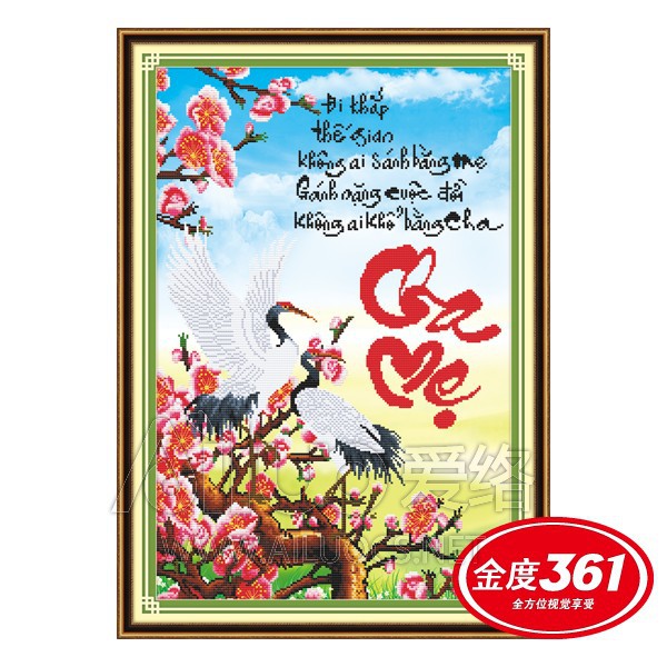 Tranh thêu chữ thập 3d Đi khắp thế gian không ai bằng cha mẹ < 53196 > chưa thêu