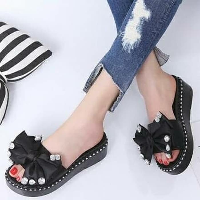 Giày Lười Đế Xuồng 5cm Chất Liệu Da Tổng Hợp Đính Ruy Băng Phong Cách Hàn Quốc Thời Trang Cao Cấp Cho Nữ SDW313