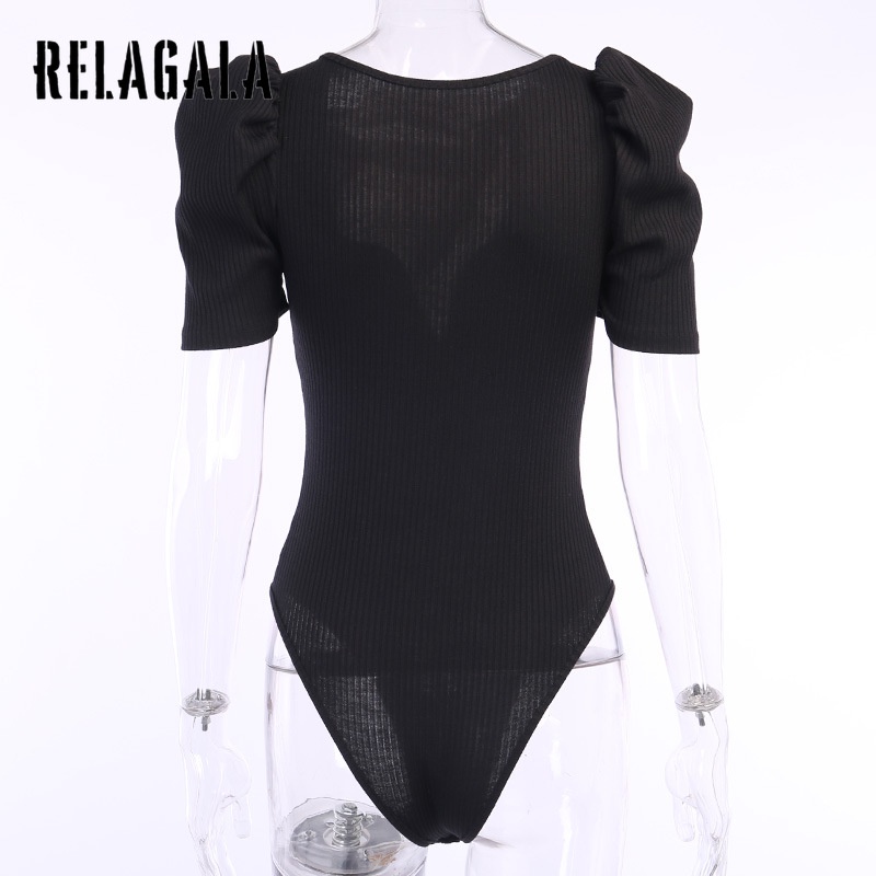 Bodysuit Tay Phồng Xếp Ly Màu Trơn Thời Trang Quyến Rũ Cho Nữ | BigBuy360 - bigbuy360.vn