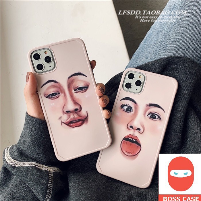 Ốp lưng iphone⚡ IDM chống bẩn nhám hình mặt người ⚡ Free ship full viền ip đến 11 pro max - Boss case