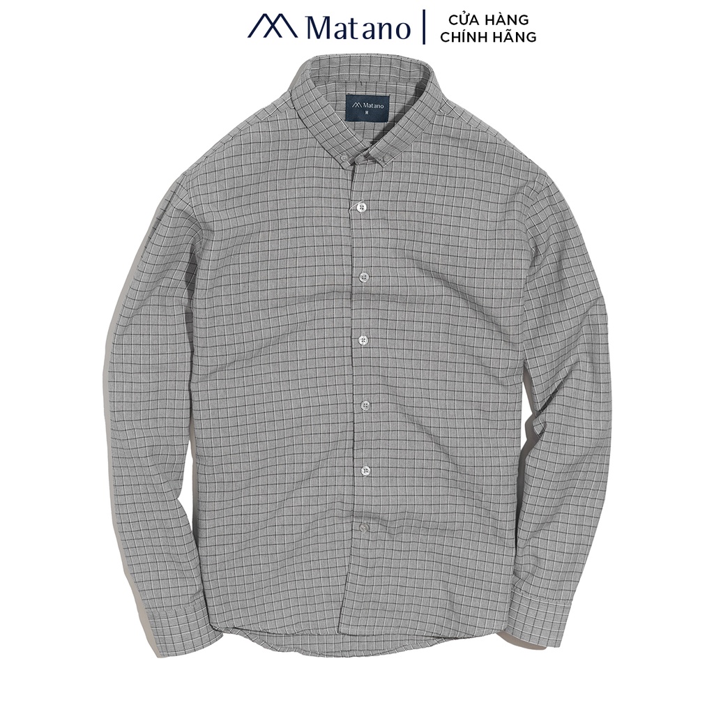 Áo Sơ Mi Kẻ Caro Nam MATANO SM073 tay dài form suông regular, vải cotton thấm mồ hôi, thoáng mát