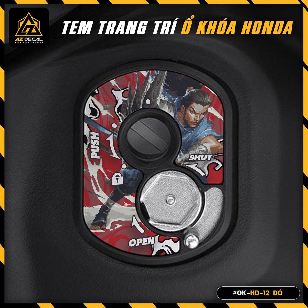 Decal Dán Ổ Khóa Cơ Mẫu Yasuo | OK-HD-12 | Tem Trang Trí Ổ Khóa Xe SH, SH Mode, Air Blade, Vision, Lead, Wave, Winner,..