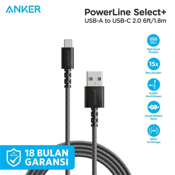 Dây Cáp Sạc Usb Anker Type A Sang C - 6ft / 1.8m - A8023