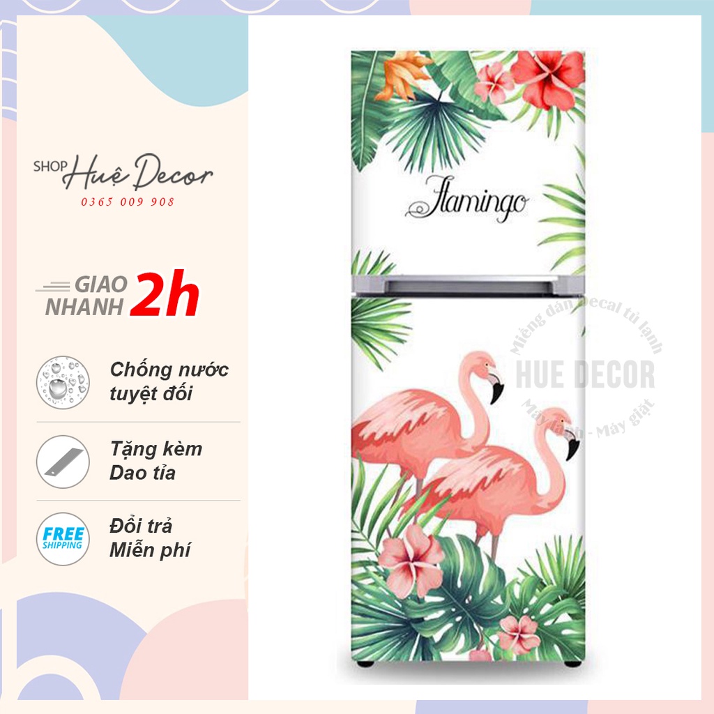 Decal dán tủ lạnh Hồng Hạc HUE DECOR- Chống nước, làm mới không gian nhà bạn