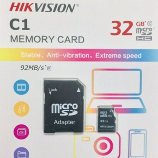 Thẻ nhớ microSDHC 32G Hikvision C1 chuyên dụng kèm Adapter - Bảo hành chính hãng 5 năm đổi 1
