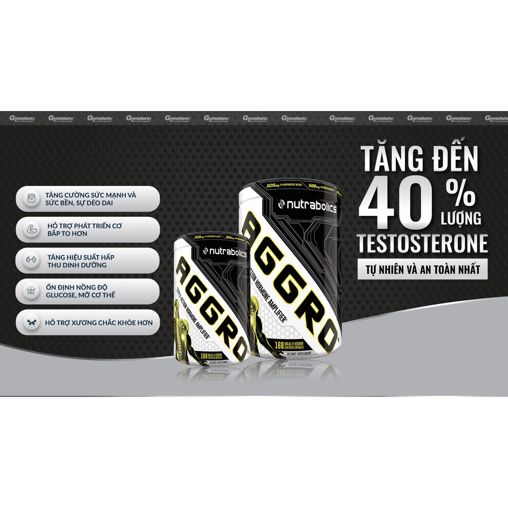 Viên uống Nutrabolics Aggro gia tăng hormone, testosterone nam tự nhiên, tăng cơ nạc, hiệu suất luyện tập