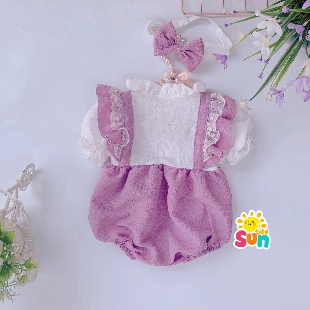 𝗧𝗮̣̆𝗻𝗴 𝘁𝘂𝗿𝗯𝗮𝗻 size 4-10kg, chất đũi xốp mềm mát, body cộc tay cho bé gái hàng thiết kế xịn đẹp