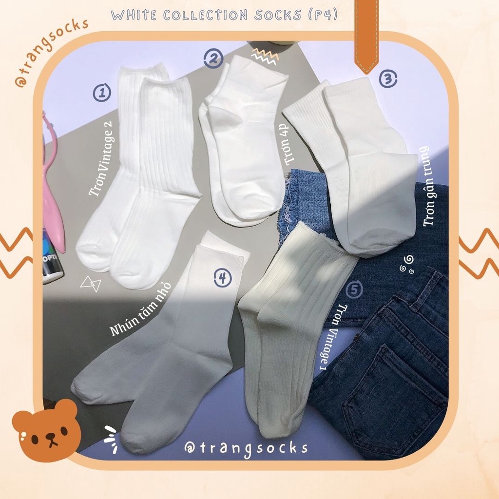 Tất tone màu trắng cao cổ  - Trangsocks