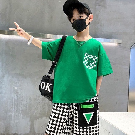 Bộ đồ bé trai Babekids  cotton hình in túi CARO-P, thời trang dành cho trẻ em từ 4 đến 10 tuổi