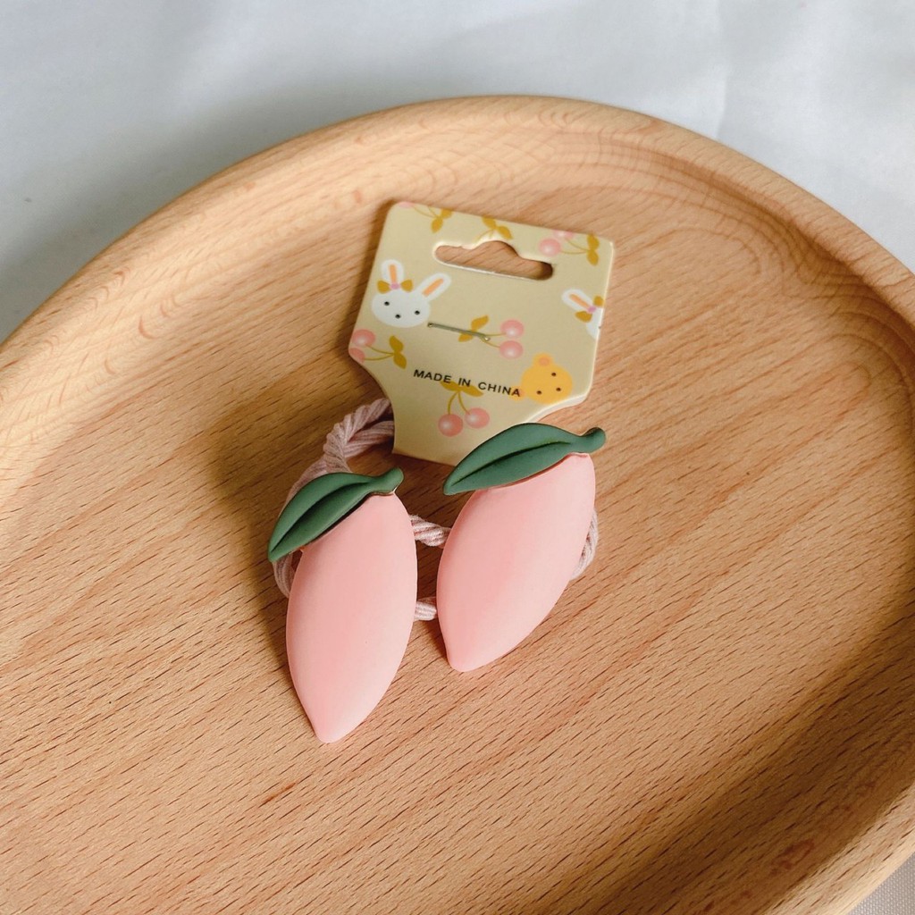 SET 2 DÂY BUỘC TÓC, CỘT TÓC CHO BÉ GÁI HÌNH TRÁI CÂY NHÁM BẢN TO