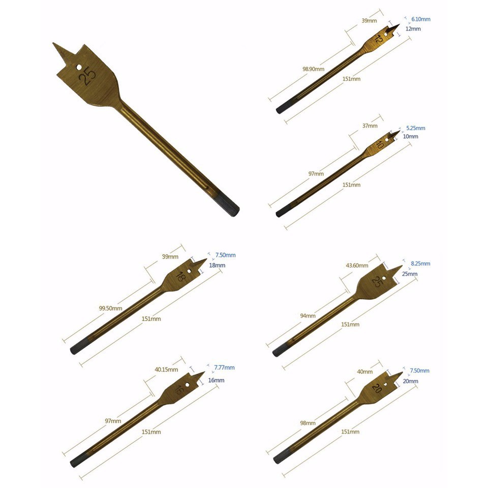 Bộ 6 mũi khoan khoét gỗ đuôi cá chuyên dụng