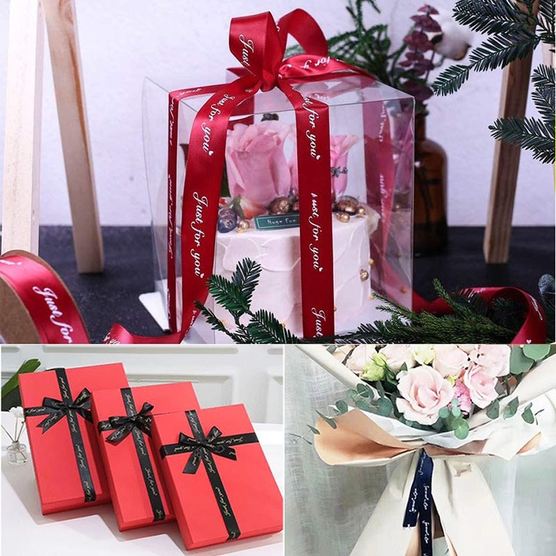 Cuộn Dây Ruy Băng Lụa Satin In Chữ 10M 10mm 25mm Dùng Để Trang Trí Tiệc Cưới / Giáng Sinh