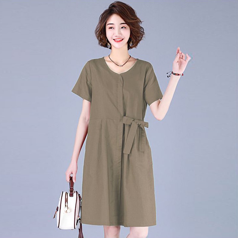 Đầm trung niên sang trong chất đũi Hàn Châu bigsize cao cấp cho mẹ dự tiệc dáng suông đẹp D215 - WB WOMAN &amp; BEAUTY