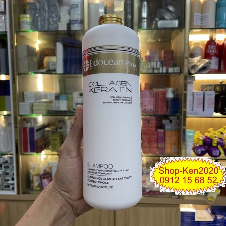 Dầu gội xả Edocean Collagen Keratin Plus 1000ml phục hồi kích thích mọc tóc
