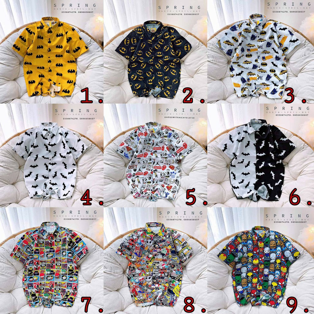 SƠ MI HOẠT HÌNH CUTE CHO NHÓM LỚP, NAM NỮ ĐỀU MẶC ĐƯỢC