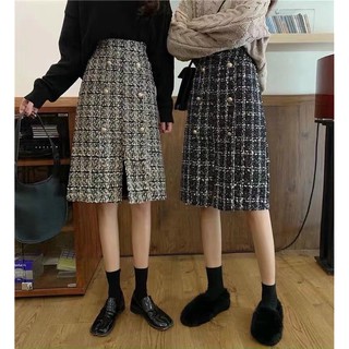 Chân váy dạ kẻ dáng dài QC loại 1