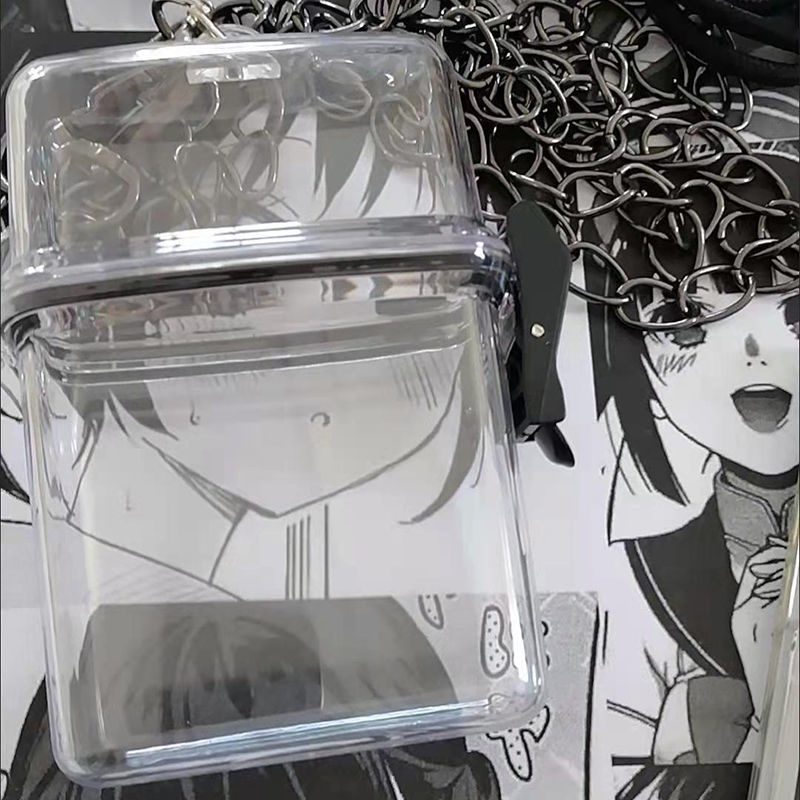 Plastic Transparent Bag Jewelry for Men and Women New Punk European and American Hip-hop Hard Shell Waterproof Earphone Jewelry Storage Bag DIY Personalized Fashion Messenger Bag